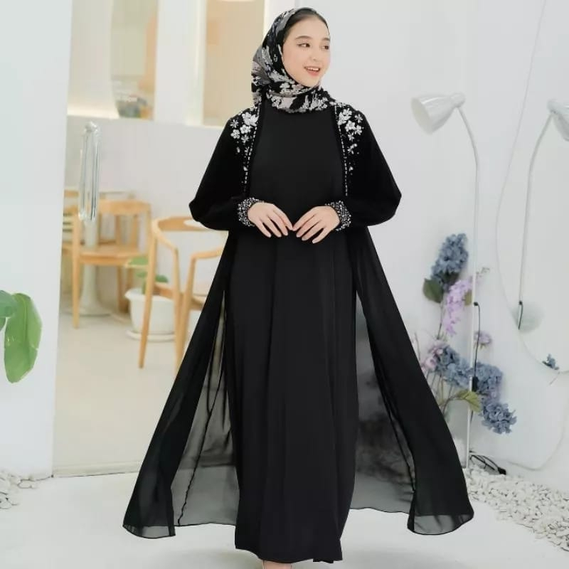 Gamis Abaya Terbaru 2023 Elina Maxy Gaun Pesta Baju Muslim Wanita Gamis Outer Dress Kondangan Gamis Dewasa Kekinian