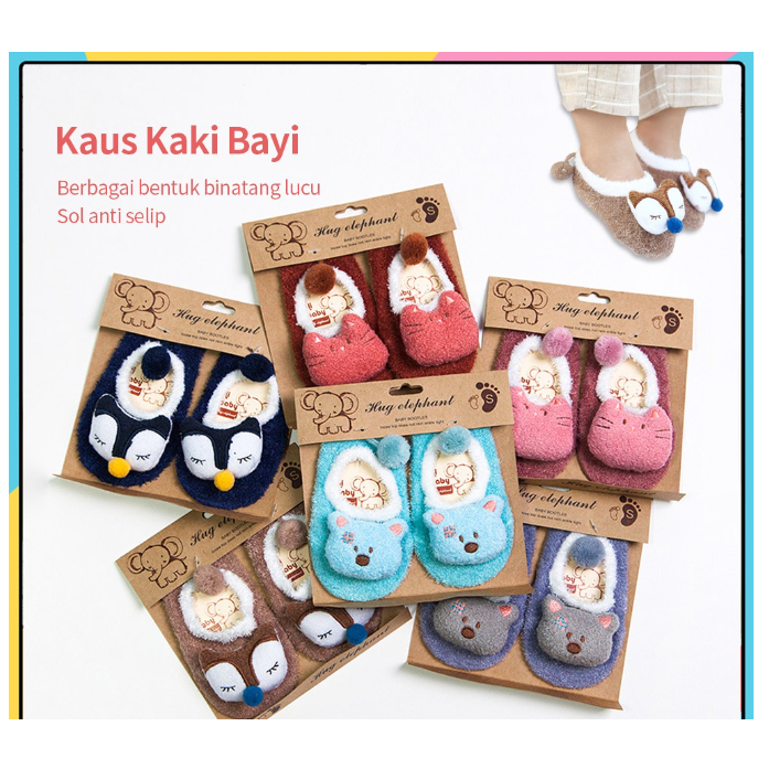 Sepatu Prewalker Kaos Kaki Korea Anak Bayi Kaus Kaki Bulu Lembut Motif Animal Baby Socks Kaos Kaki Anak Lucu