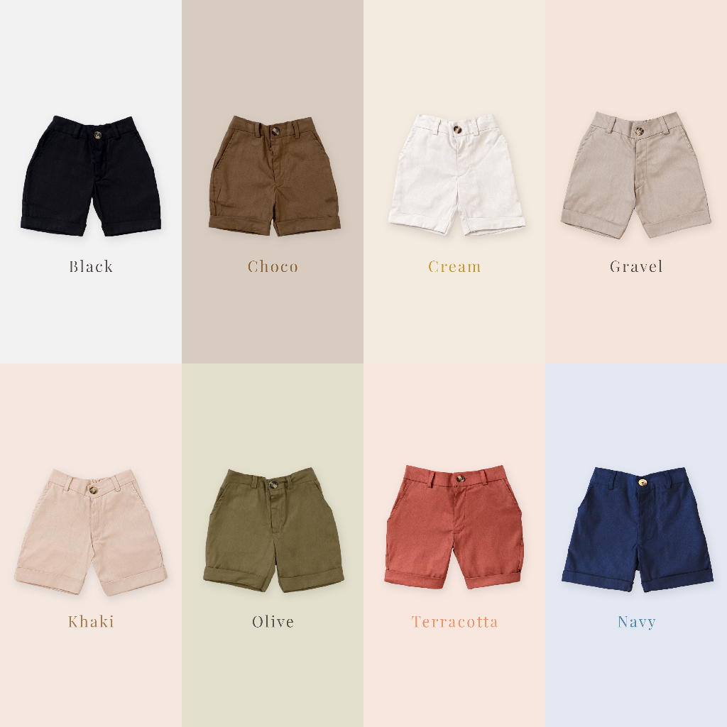 Little Folk Liam Pants - Celana Pendek Anak Short Pants Chino Khaki Shorts Basic Cotton Lembut