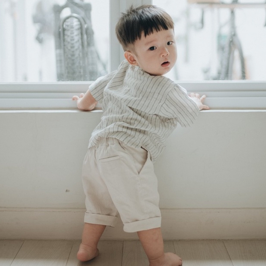 Little Folk Liam Pants - Celana Pendek Anak Short Pants Chino Khaki Shorts Basic Cotton Lembut