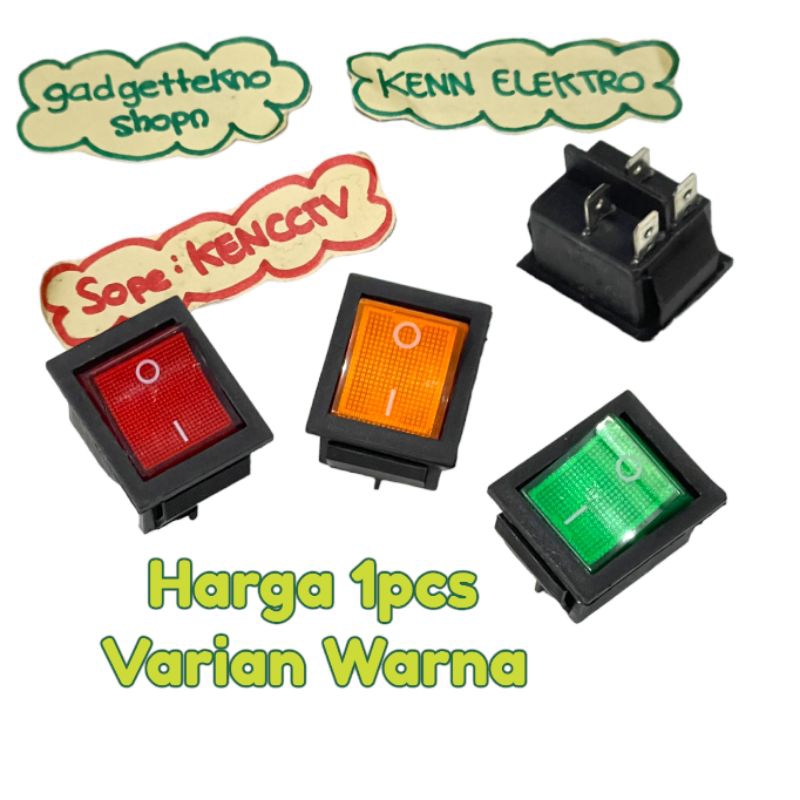 saklar switch 4pin besar +lampu varian warna