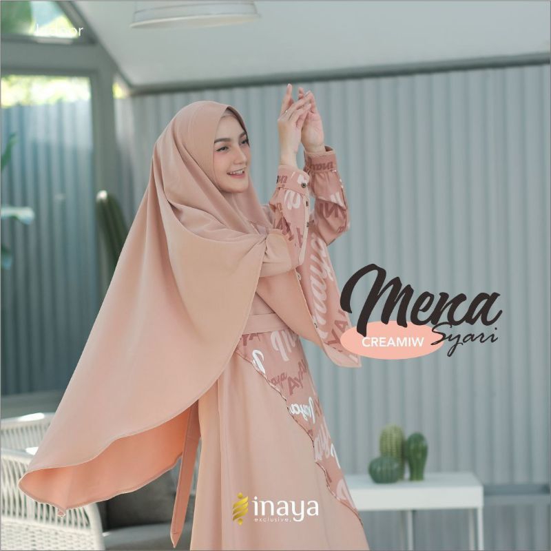 Mena Syar'i Inayalessy Creamiw Cream Kalem Dress Ciamik Rizquna Shop