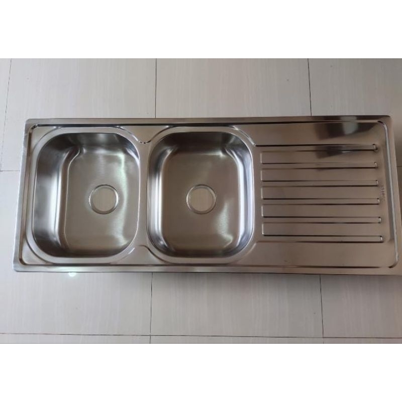 Kitchen Sink 2 lubang + Sayap Renox R125 / Kitchen Sink Cuci Piring Renox