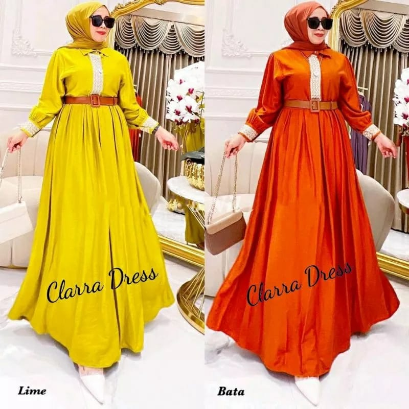 Gamis Jumbo L, XL, XXL Crinkle Airflow Baju Gamis Remaja Kekinian Clarra Maxi Dress Gaun Pesta Baju Muslim Wanita