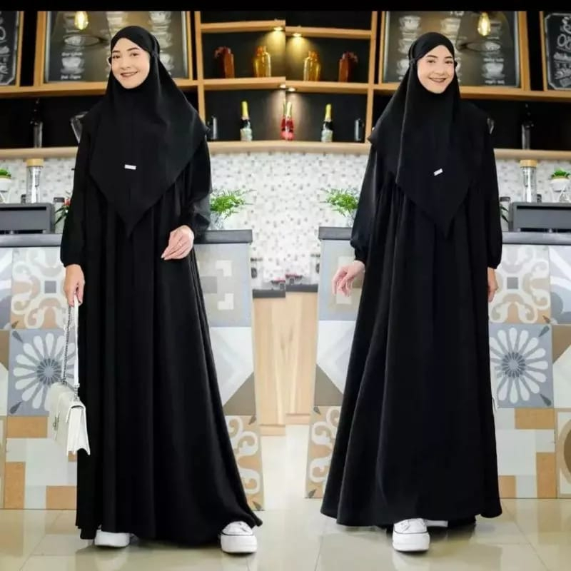 Gamis Syari Terbaru 2023 Set Khimar Anisya Syari Gamis Jumbo Crinkle Airflow Baju Kondangan Wanita Kekinian