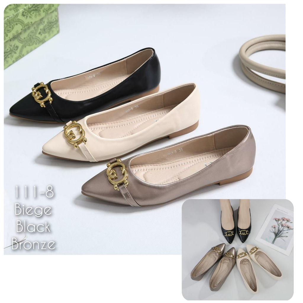 SEPATU WANITA IMPORT FLAT KULIT LEMBUT GCO KODE: 111-8