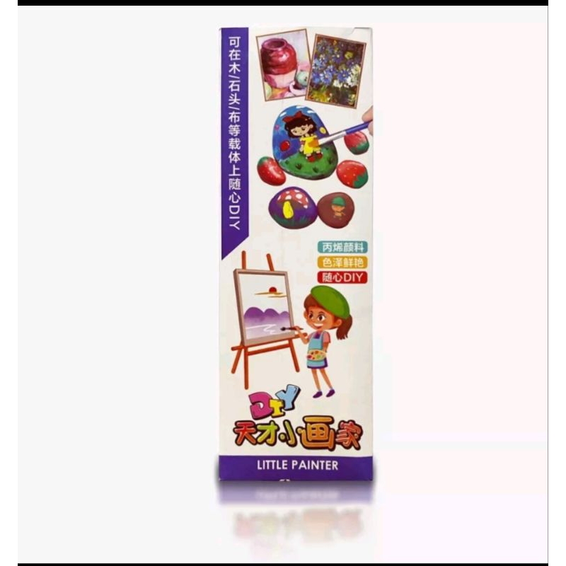 Maianan warna anak lengkap dengan cat dan kuas mini