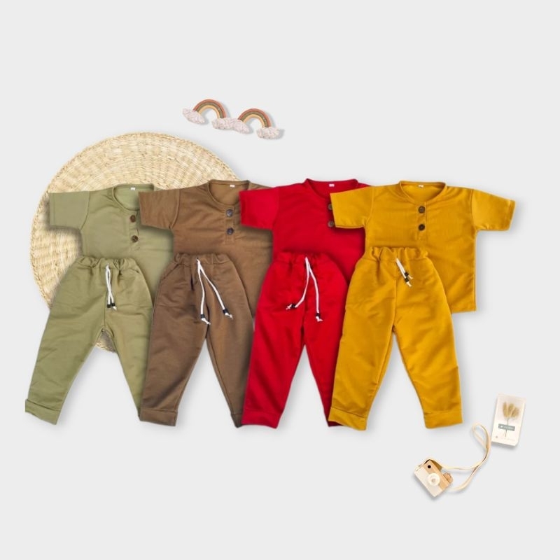 Kiano Set Celana Panjang / Baju Kiano Anak Laki Laki Perempuan 1-6 Tahun