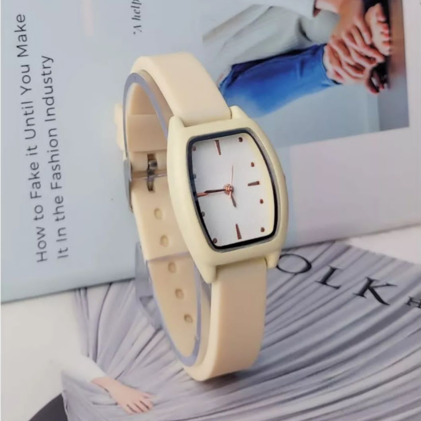 (SS)  Jam Tangan Quartz Strap  Analog Casual  Wanita &amp; Pria  Korean Fashion Strap Rubber GC-075
