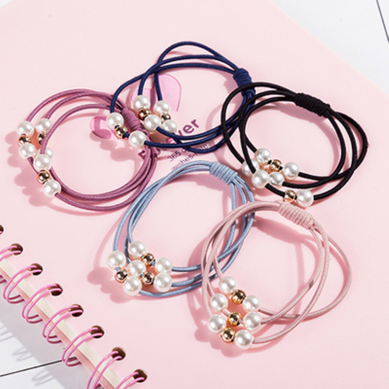 DOMMO - D6112 Ikat Rambut Mutiara Fashion Korea F5053 / Ikat Rambut Karet Elastis / Kuciran Rambut Korea