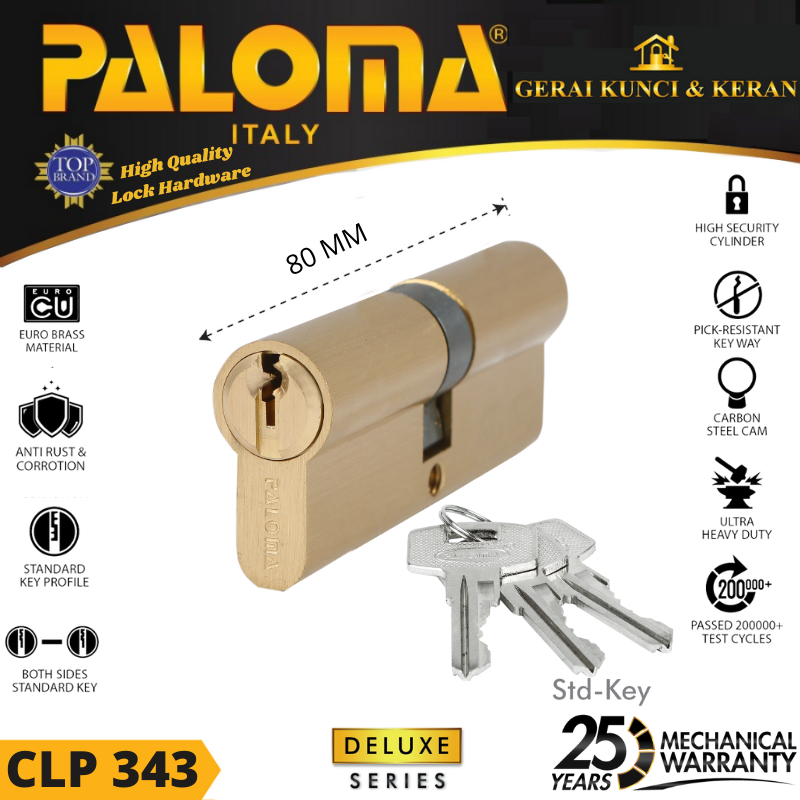 Double Cylinder PALOMA CLP 343 DELUXE DC-SK 80MM - Standard Key SB