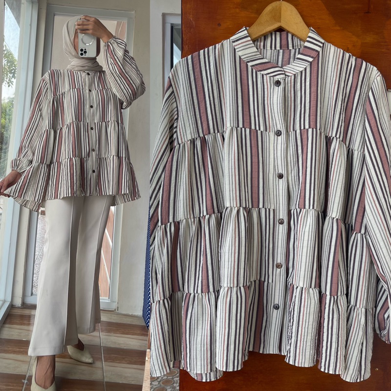 ATASAN/KAMEJA BLOUSE SYEILA UMPAK JUMBO CRINKEL MOTIF SALUR