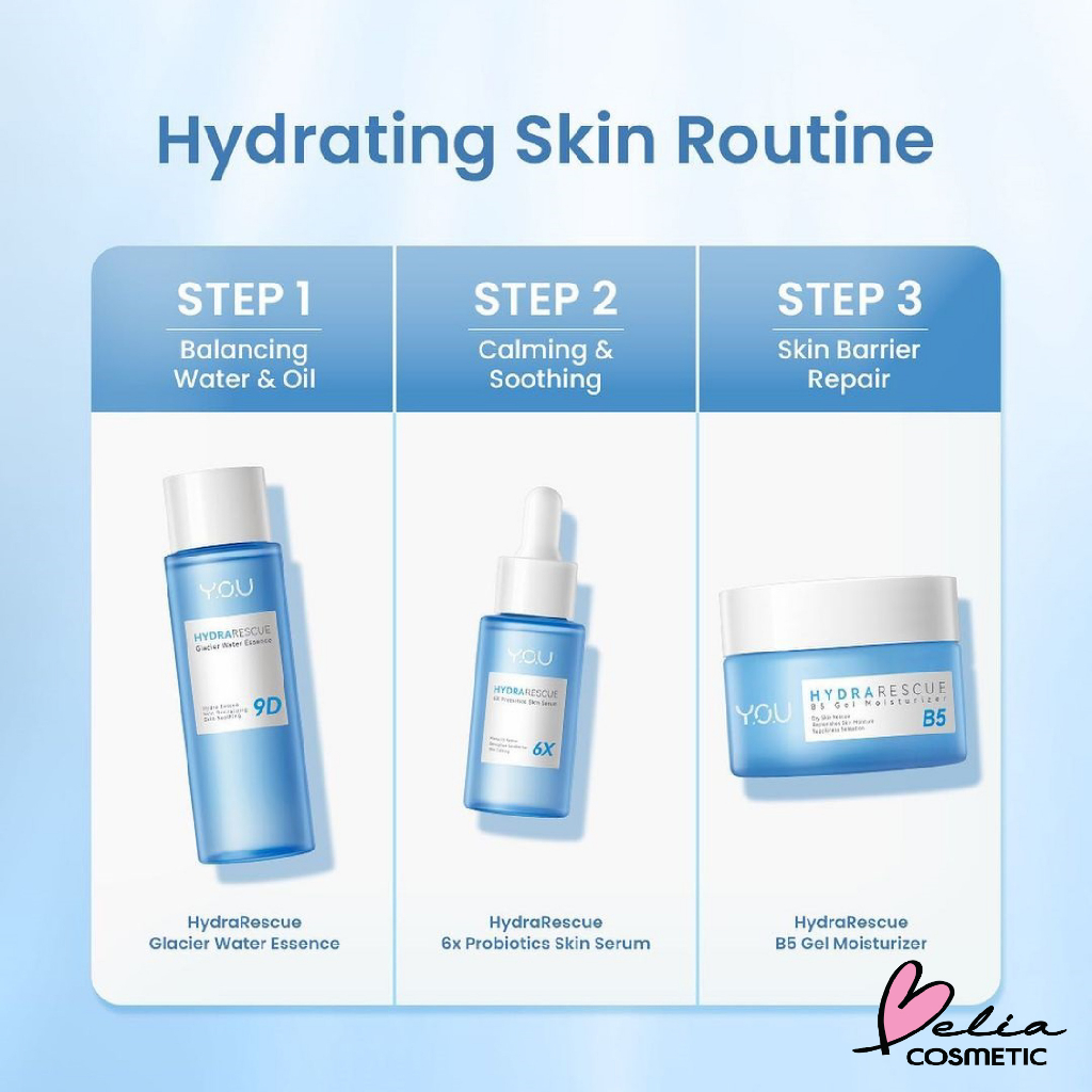 ❤ BELIA ❤ YOU HydraRescue | HydraRescue Essence 60 ml | HydraRescue Serum 30ml | HydraRescue Moisturizer | Melembapkan