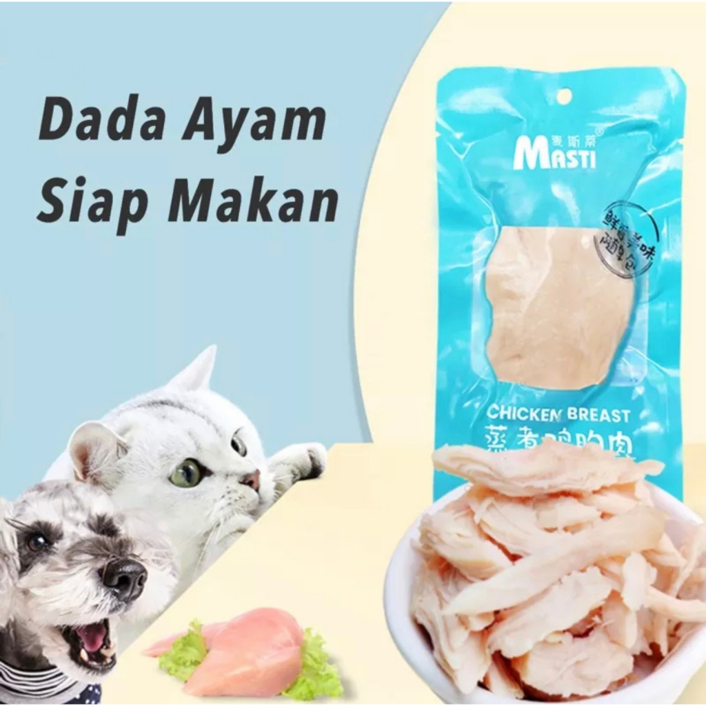 MASDADA 40GR - Makanan Masti Cemilan Kucing Anjing Dada Ayam Kukus Daging Asli