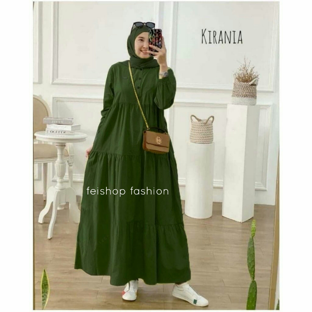 KIRANIA MIDI DRESS BAHAN KATUN RAYON FASHION WANITA KEKINIAN