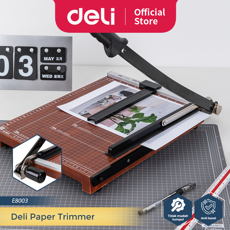 

Deli Paper Trimmer / Pemotong Kertas Bahan Kayu Besar Anti Slip Keperluan Kantor 8003 8004
