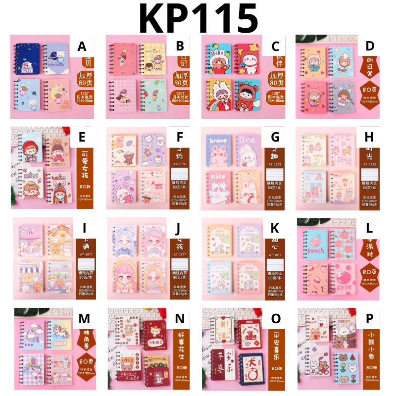 MIKADO - KP115 BUKU TULIS MINI A7 MOTIF KARTUN NOTEBOOKRING A7 MINI CARTOON MINI BOOK NOTEPAD KARAKTER BUKU TULIS RING MEMO KECIL MURAH IMPORT