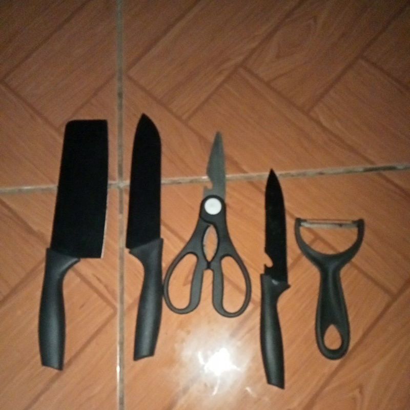 Set pisau dapur 5pcs plus holder preloved