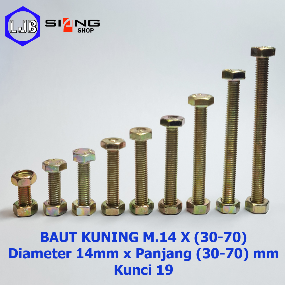 Baut Kuning M14 panjang 30 sd 70mm