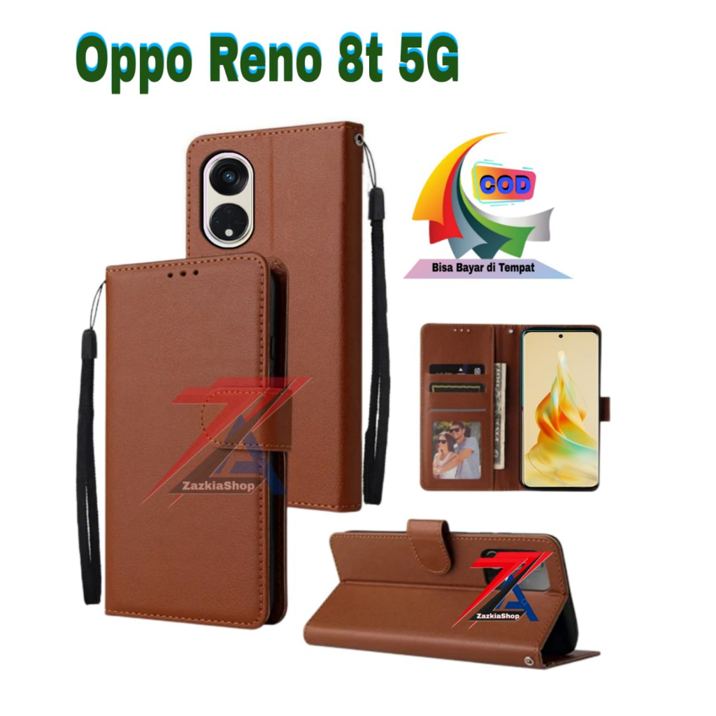 CASE FLIP CASE DOMPET KULIT FOR OPPO RENO 8T 5G CASING DOMPET-FLIP COVER LEATHER-SARUNG HP