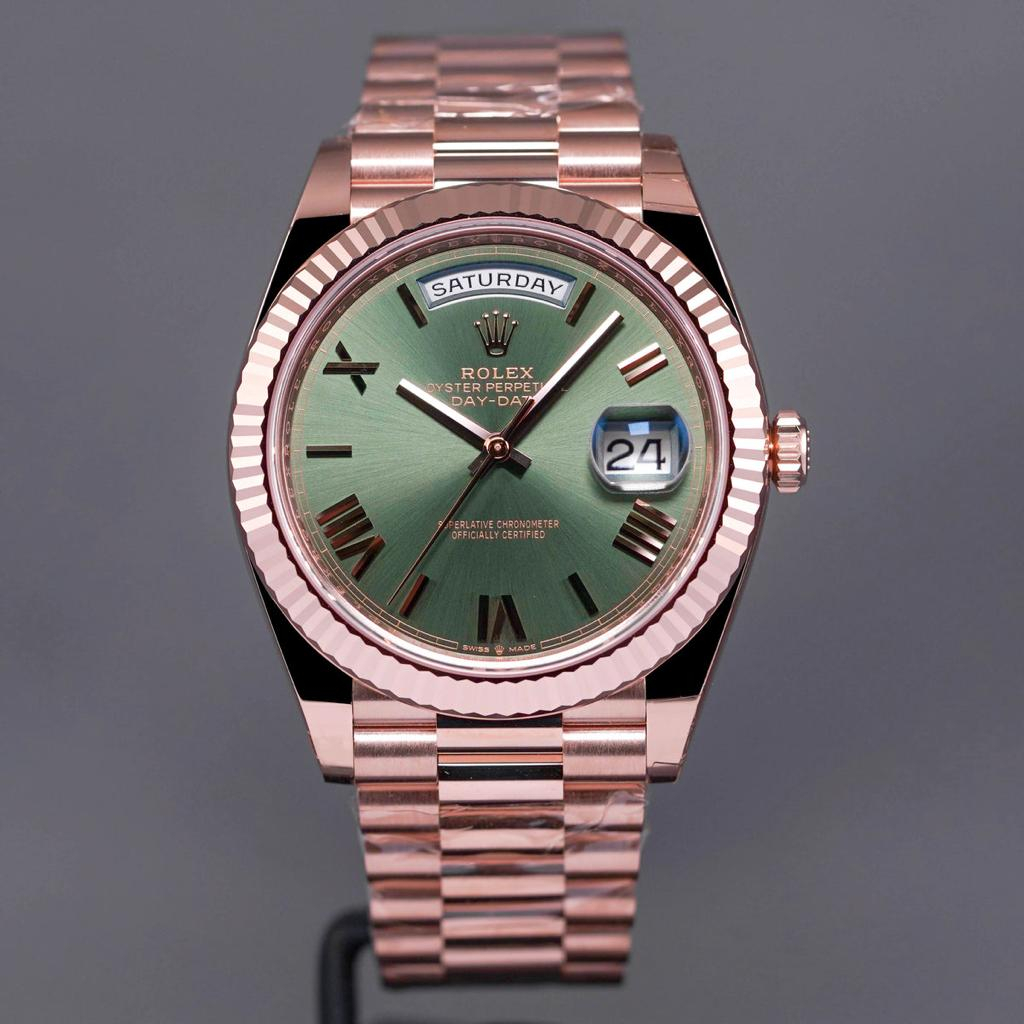 Jam Pria Rolex DAY-DATE Original SWISS EWF Factory Rosegold Dial Fullset