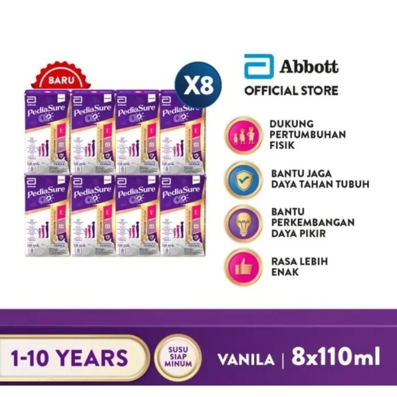 Pediasure Go 8X110ml Rasa Vanilla - Coklat
