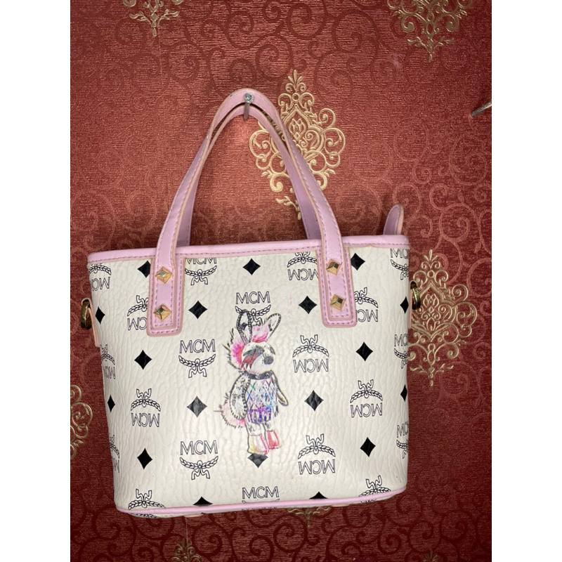 (PRELOVED) MCM Mini Hand Bag Pink White