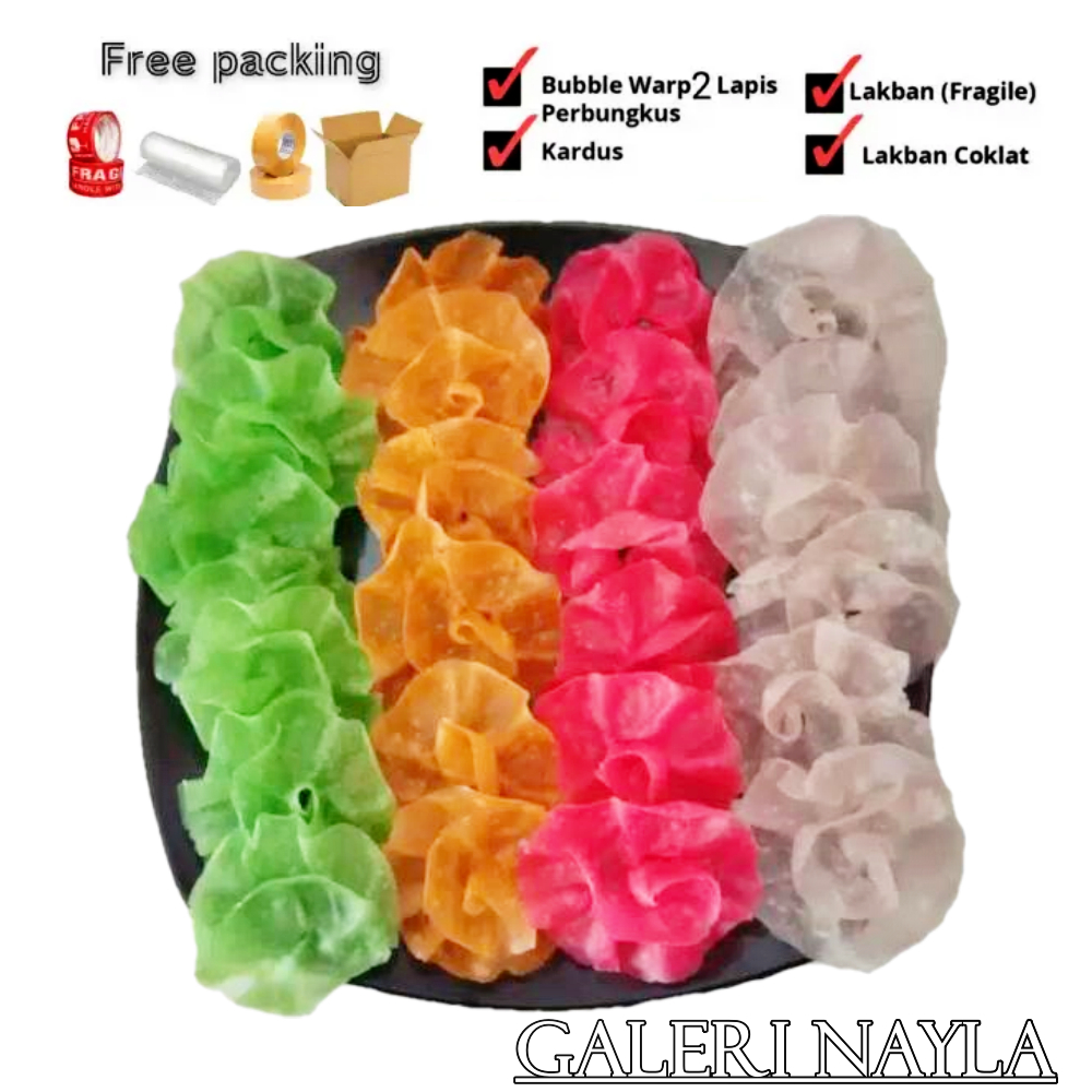 

Kerupuk Dapros Mentah Kembang Rose Mawar Warna Bahan Tepung Beras