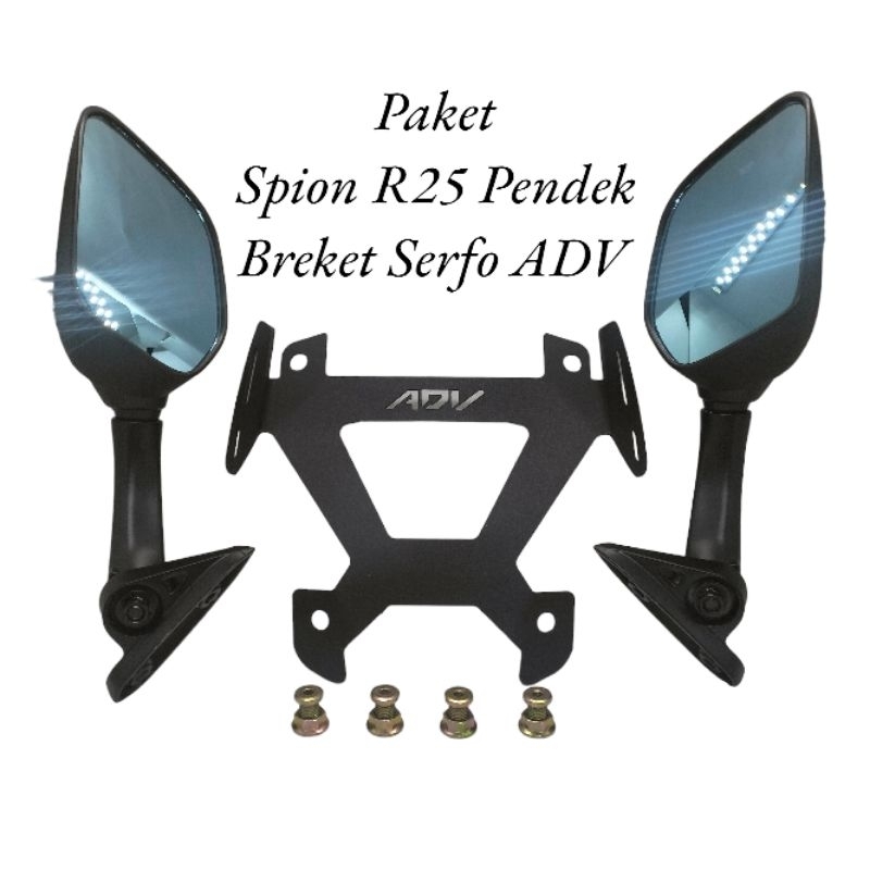 Paket set Breket SERFO + Spion R25 panjang/pendek pnp motor Adv 150 ADV 160 Tinggal pasang set