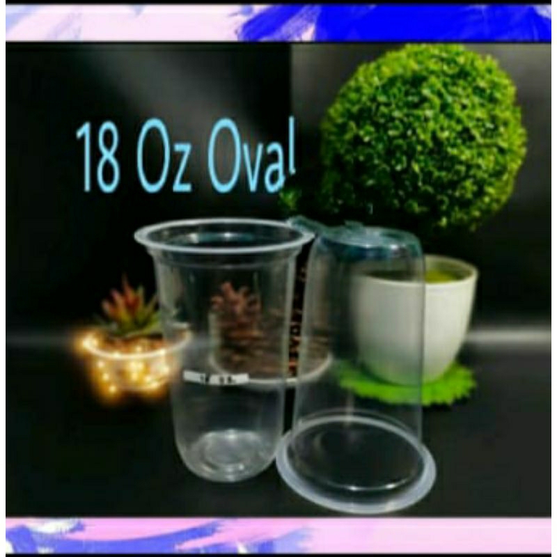 GELAS CUP PLASTIK PP18 Oz OVAL (UNIVERSAL)/Gelas cup plastic/harga 1 Roll.