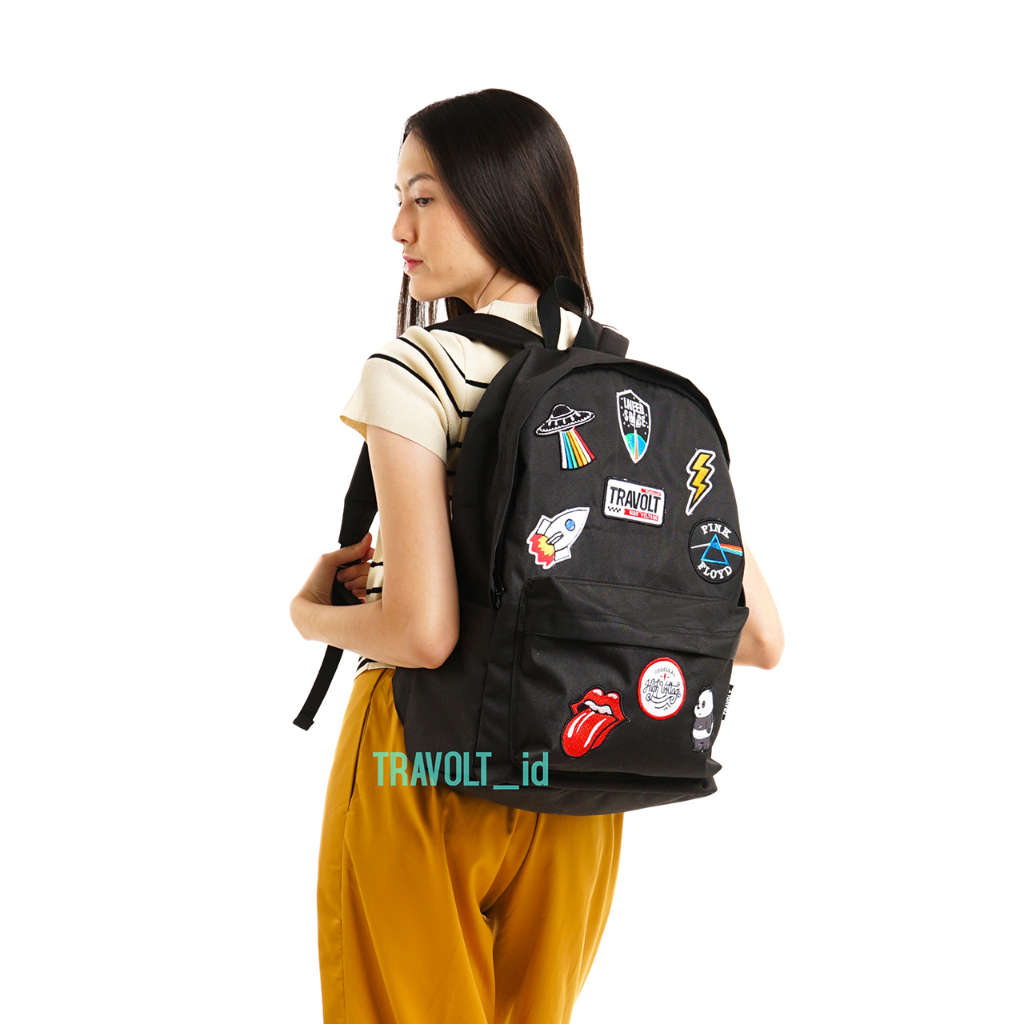 Backpack Patch - Travolt - Patches play - Tas Ransel Laptop - gemblok - Hitam