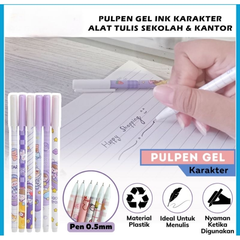 

Stationary Alat Tulis Kantor Pulpen Gel 0.5 mm, Pena Gel Korea Cute Bear
