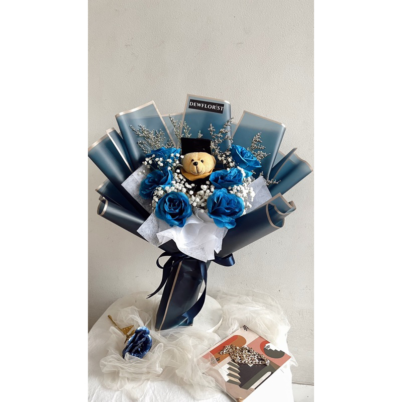 Graduation Bouquet Navy Blue Theme Color - Biket Wisuda Tangerang Jakarta