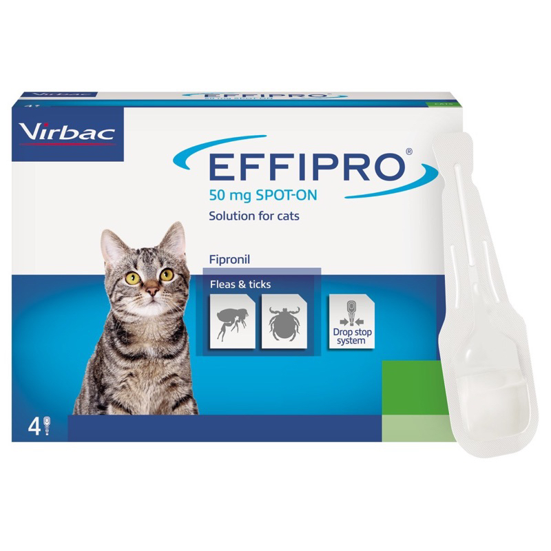 Virbac EFFIPRO/Effipro Cat 50mg spot-on for fleas & ticks, obat kutu tetes untuk kucing virbac effip