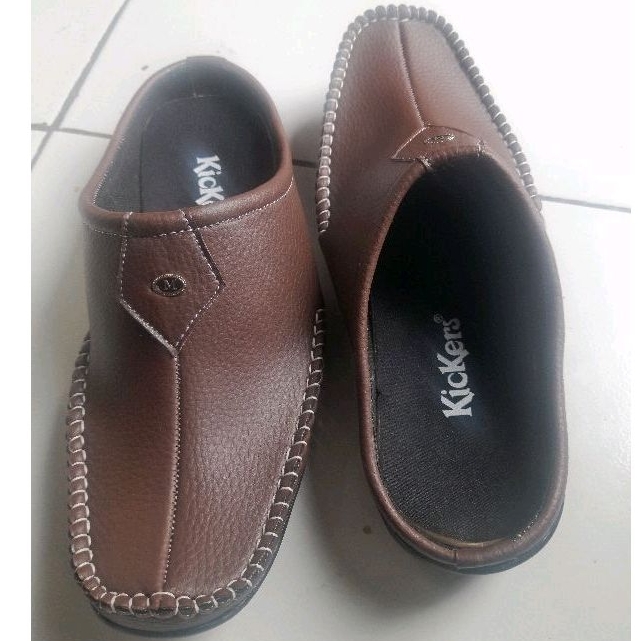 sepatu slop coklat rajut kancing // sepatu slop pria terkini //sepatu slop formal.