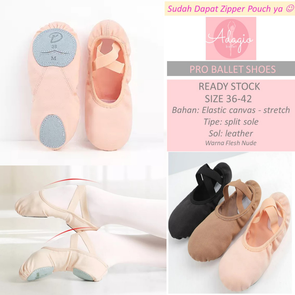 PRO BALLET SHOES - SEPATU BALET PREMIUM PRO ELASTIC CANVAS STRECTH BISA UNTUK YOGA PILATES GYMNASTICS BARRE ALAS KAKI PRO BALERINA dupe sodanca so danca