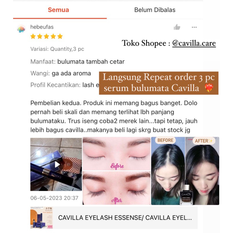 CAVILLA EYELASH ESSENSE/ CAVILLA EYELASH SERUM (100% ORIGINAL)