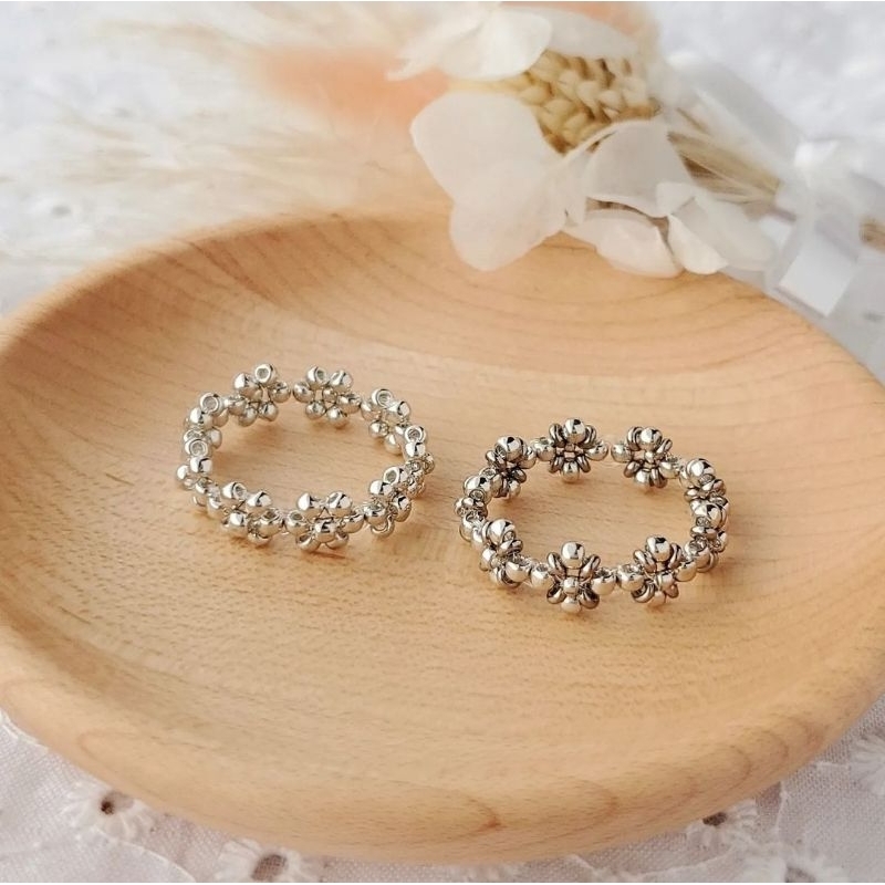 Cincin Bunga Daisy Silver Perak Flower Handmade Lucu Korea Vintage