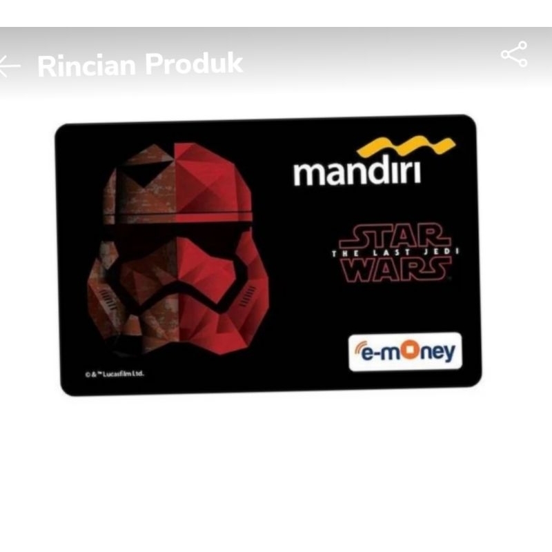 Kartu Emoney l Etoll Mandiri Saldo 0 - StarWars Stormtrooper