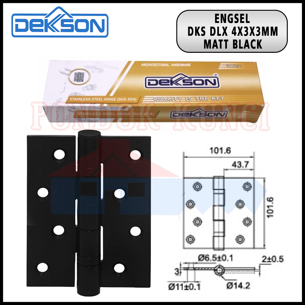 Engsel Pintu Dekkson Deluxe Matt Black 4 inch Engsel Stainless SUS 304 Hitam