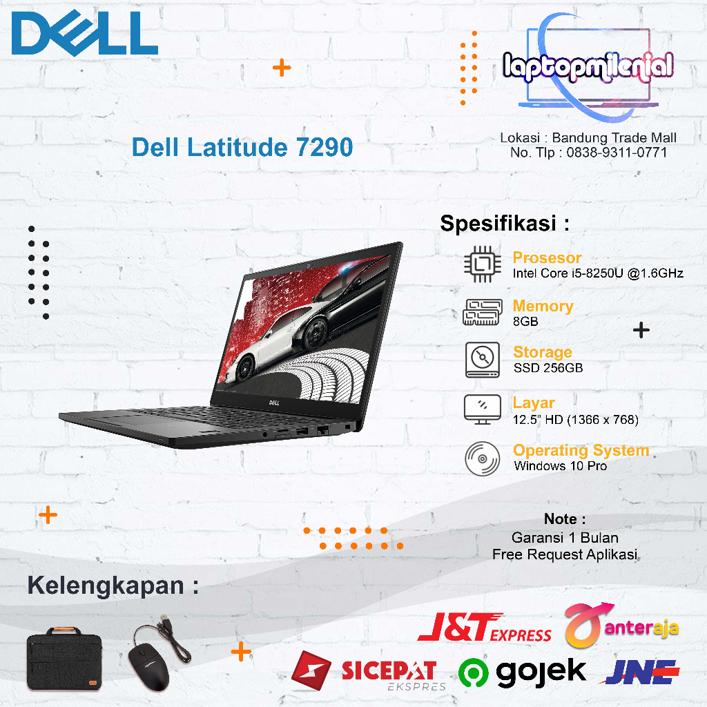 Dell Latitude 7290 | Intel Core i5-8250U | RAM 8GB/16GB | 12.5&quot; INCH | Kerja/Kantoran/Kuliah/Main Game