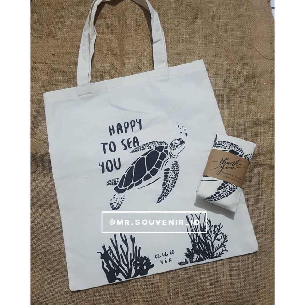 Souvenir Totebag Blacu Spunbond Souvenir Pernikahan (Sampel Totebag)