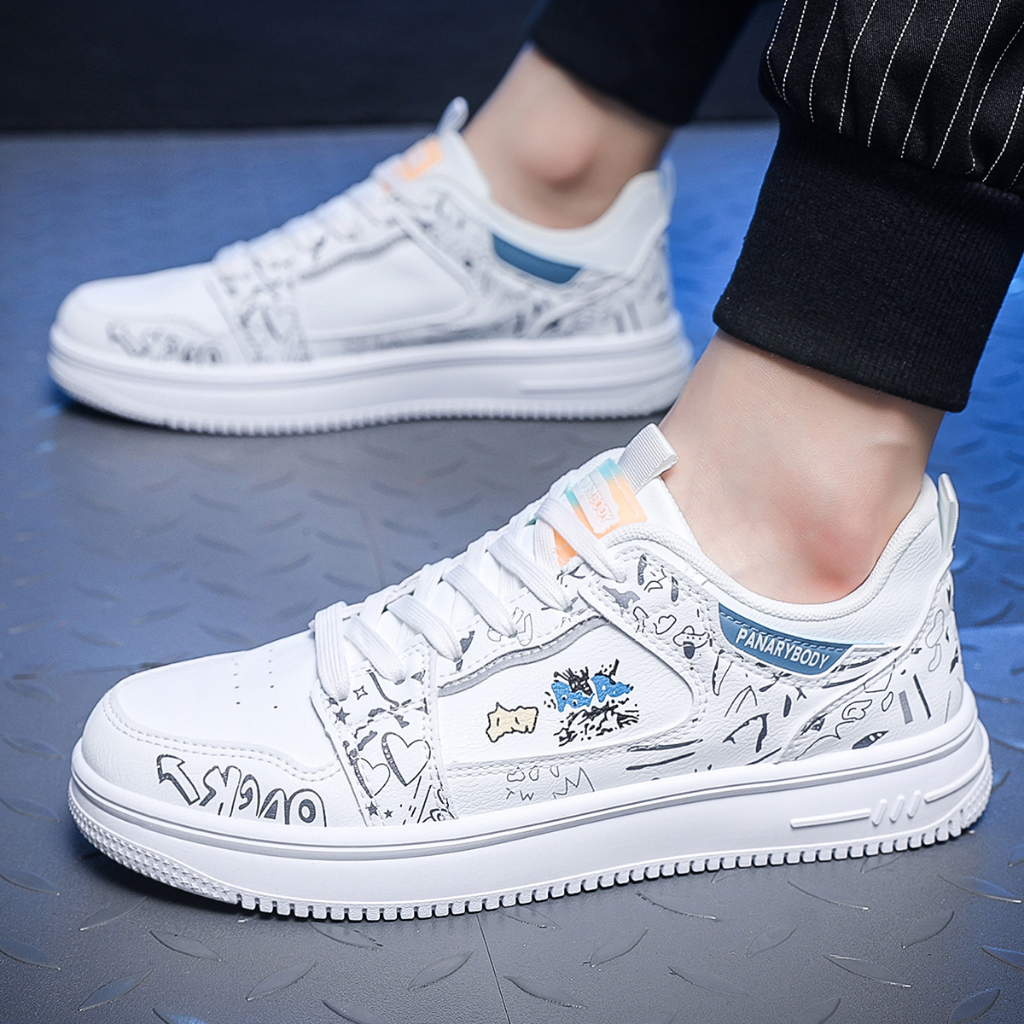 Sneakers Pria Modis Biru Trendy Kekinian Kasual Import Sepatu Cowok Fashion Sport Bertali High Quality