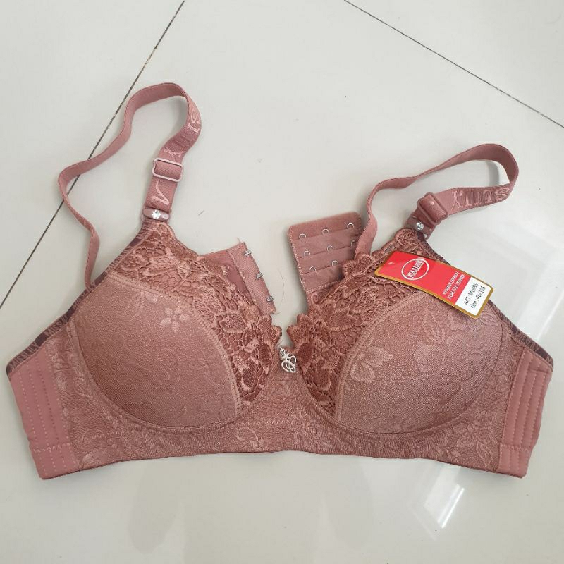 Misslily Bra Brukat Size Jumbo 46, 44, 42, 40, 38, 36 BH Busa Tanpa Kawat Kait 3 | BH Wanita Dewasa Renda Brukat Emboss