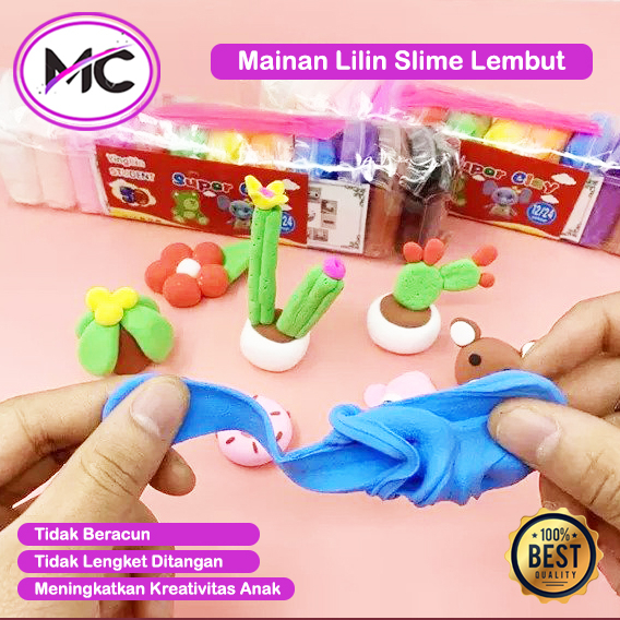 Lilin Slime Clay Edukasi Mainan Anak Plastisin Lembut Polymer Warna