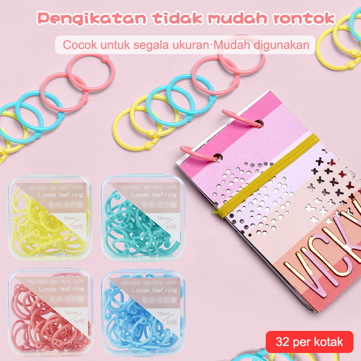 

✨EG-Cincin Pengikat Daun Longgar Warna-warni Plastik Cincin Kartu Gesper Pengikat Kreatif-Eghrerr