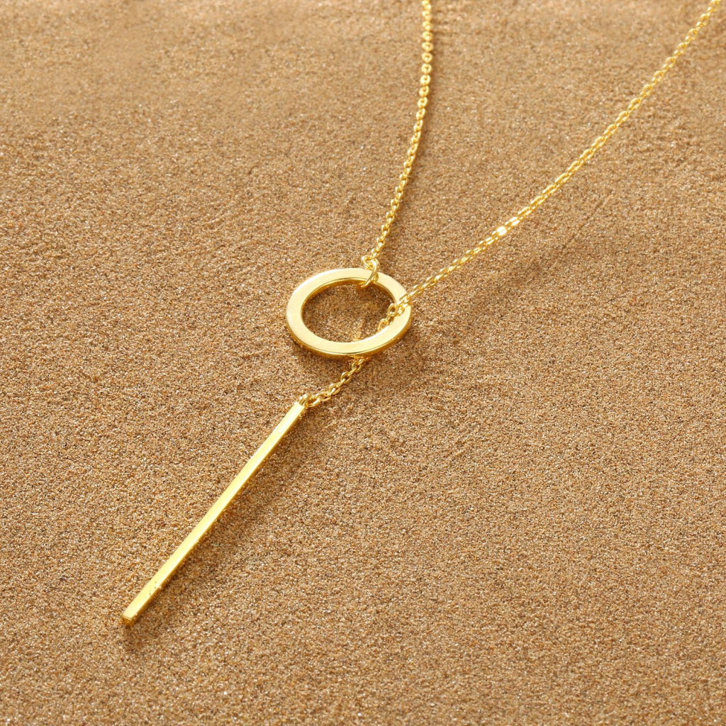 Kalung Wanita Rantai Panjang Fashion Korea Simple Elegan Sederhana Lingkaran Logam Paragraf Pendek Gaya Eropa Warna Gold Silver Necklace Aksesoris Impor NL 06