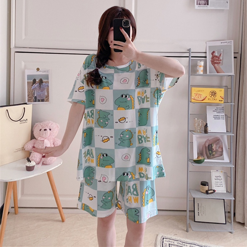 Onetset Setelan Smile Pakaian Wanita Baju Tidur Wanita Import Piyama Lengan Pendek Motif Kartun Fit to XXL terbaru Motif Print