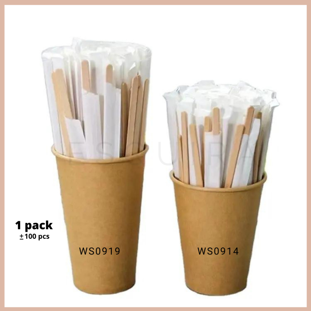 Wooden Coffee Stirrers / Kayu Pengaduk Kopi 18 cm &amp; 19 Cm / 100 Pcs /WS0918, WS0919