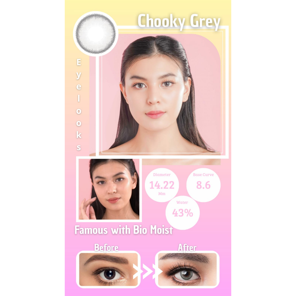 Famous With Biomoist  Cooky Grey Monthly Softlens Warna